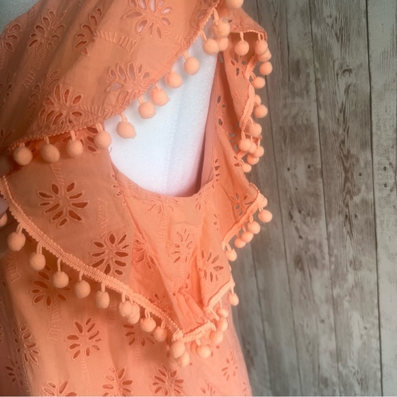 Lilly Pulitzer Orange Flutter Sleeve Eyelet Blouse Small - Picture 4 of 5